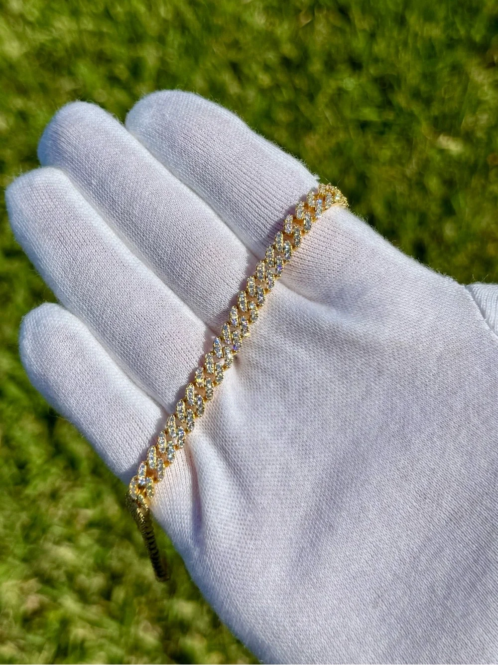 18K Gold Plated, 3.5CTW Moissanite Slim Miami Cuban Bracelet - Picture 3 of 6